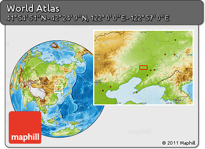 Physical Location Map of the Area around 42° 9' 30" N, 122° 28' 29" E