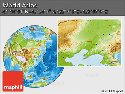 Physical Location Map of the Area around 42° 9' 30" N, 122° 28' 29" E