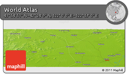 Physical Panoramic Map of the Area around 42° 9' 30" N, 122° 28' 29" E