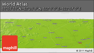 Physical Panoramic Map of the Area around 42° 9' 30" N, 122° 28' 29" E