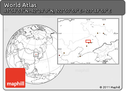 Blank Location Map of the Area around 42° 9' 30" N, 123° 19' 29" E