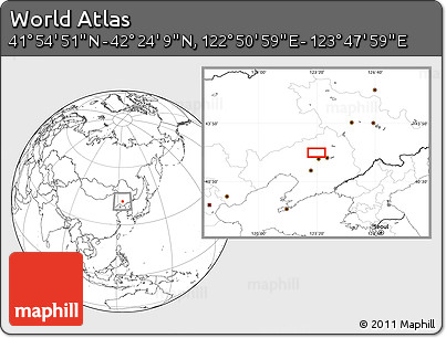 Blank Location Map of the Area around 42° 9' 30" N, 123° 19' 29" E