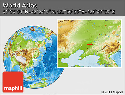 Physical Location Map of the Area around 42° 9' 30" N, 123° 19' 29" E