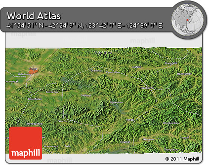 Satellite 3D Map of the Area around 42° 9' 30" N, 124° 10' 30" E