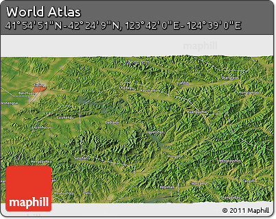 Satellite 3D Map of the Area around 42° 9' 30" N, 124° 10' 30" E