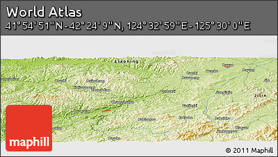 Physical Panoramic Map of the Area around 42° 9' 30" N, 125° 1' 30" E