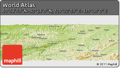 Physical Panoramic Map of the Area around 42° 9' 30" N, 125° 1' 30" E
