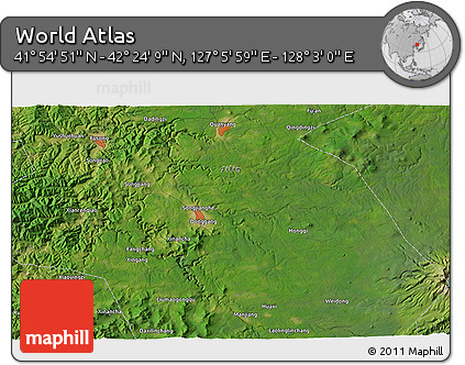 Satellite 3D Map of the Area around 42° 9' 30" N, 127° 34' 30" E