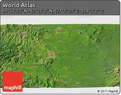 Satellite 3D Map of the Area around 42° 9' 30" N, 127° 34' 30" E