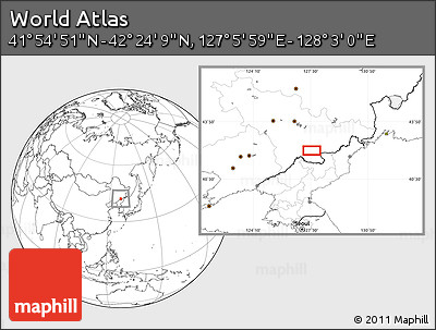 Blank Location Map of the Area around 42° 9' 30" N, 127° 34' 30" E