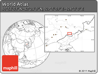Blank Location Map of the Area around 42° 9' 30" N, 127° 34' 30" E