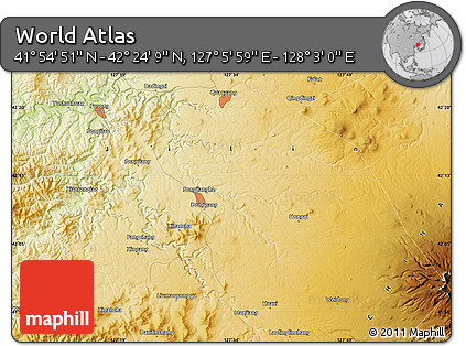Physical Map of the Area around 42° 9' 30" N, 127° 34' 30" E