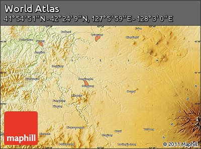 Physical Map of the Area around 42° 9' 30" N, 127° 34' 30" E