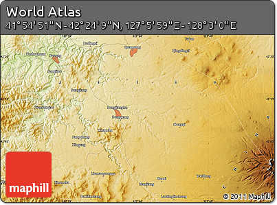 Physical Map of the Area around 42° 9' 30" N, 127° 34' 30" E