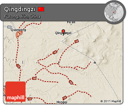 Shaded Relief Map of Qingdingzi
