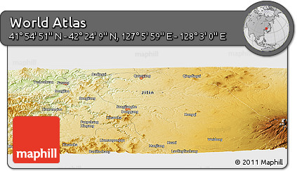 Physical Panoramic Map of the Area around 42° 9' 30" N, 127° 34' 30" E
