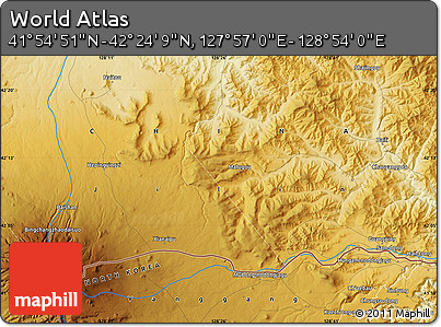 Physical Map of the Area around 42° 9' 30" N, 128° 25' 30" E