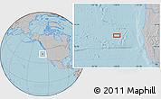 Gray Location Map of the area around 42° 9' 30" N, 128° 16' 30" W, hill shading