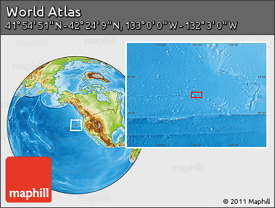 Physical Location Map of the Area around 42° 9' 30" N, 132° 31' 30" W