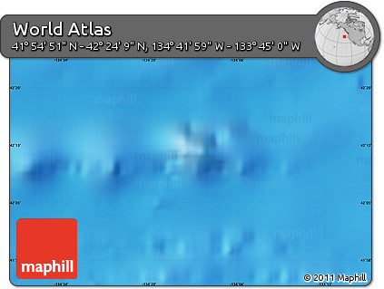 Physical Map of the Area around 42° 9' 30" N, 134° 13' 29" W