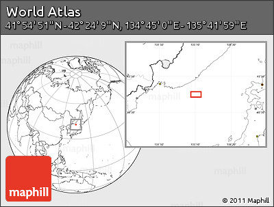 Blank Location Map of the Area around 42° 9' 30" N, 135° 13' 29" E