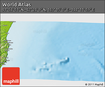 Physical 3D Map of the Area around 42° 9' 30" N, 143° 43' 29" E