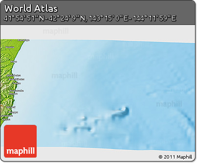 Physical 3D Map of the Area around 42° 9' 30" N, 143° 43' 29" E