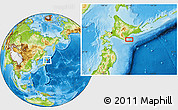 Physical Location Map of the area around 42° 9' 30" N, 143° 43' 29" E