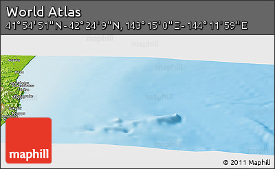 Physical Panoramic Map of the Area around 42° 9' 30" N, 143° 43' 29" E