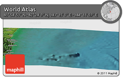 Satellite Panoramic Map of the Area around 42° 9' 30" N, 143° 43' 29" E