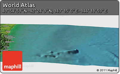 Satellite Panoramic Map of the Area around 42° 9' 30" N, 143° 43' 29" E