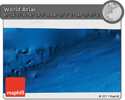 Shaded Relief 3D Map of the Area around 42° 9' 30" N, 147° 7' 30" E