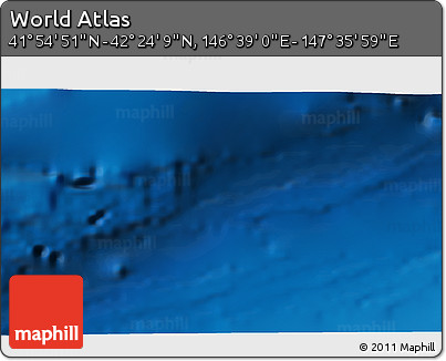 Shaded Relief 3D Map of the Area around 42° 9' 30" N, 147° 7' 30" E