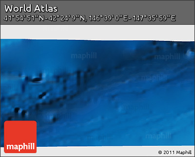 Shaded Relief 3D Map of the Area around 42° 9' 30" N, 147° 7' 30" E