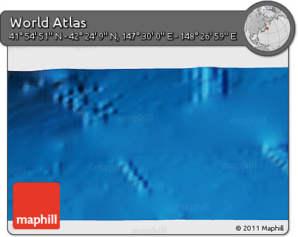 Physical 3D Map of the Area around 42° 9' 30" N, 147° 58' 29" E