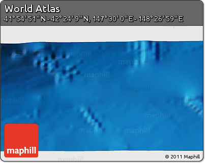 Physical 3D Map of the Area around 42° 9' 30" N, 147° 58' 29" E