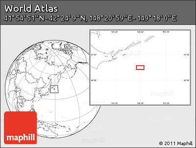 Blank Location Map of the Area around 42° 9' 30" N, 148° 49' 29" E