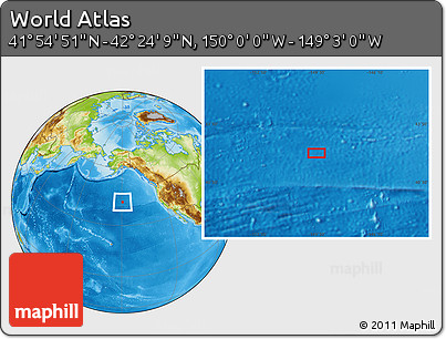 Physical Location Map of the Area around 42° 9' 30" N, 149° 31' 30" W