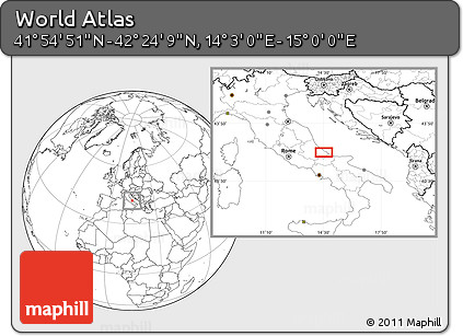 Blank Location Map of the Area around 42° 9' 30" N, 14° 31' 30" E