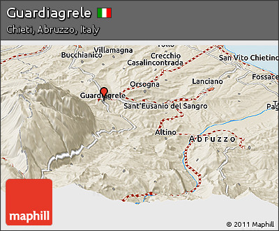 Shaded Relief Panoramic Map of Guardiagrele