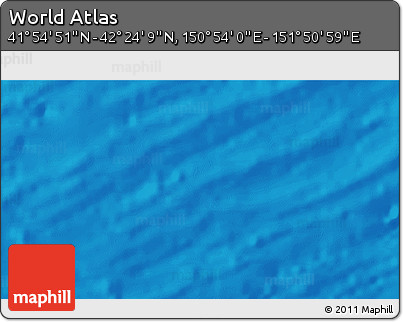 Physical 3D Map of the Area around 42° 9' 30" N, 151° 22' 30" E