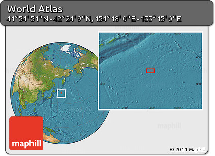 Satellite Location Map of the Area around 42° 9' 30" N, 154° 46' 30" E