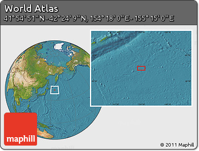 Satellite Location Map of the Area around 42° 9' 30" N, 154° 46' 30" E