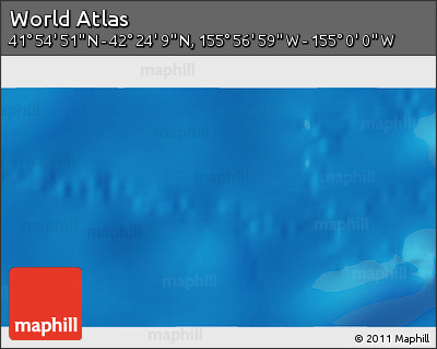 Physical 3D Map of the Area around 42° 9' 30" N, 155° 28' 29" W