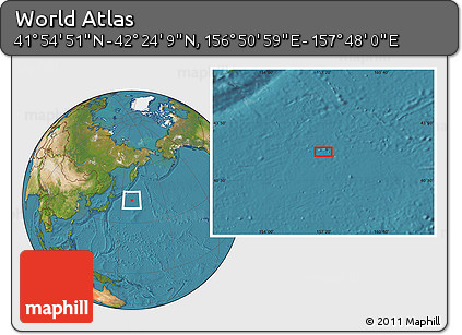Satellite Location Map of the Area around 42° 9' 30" N, 157° 19' 29" E
