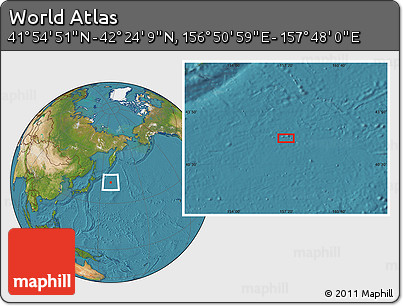 Satellite Location Map of the Area around 42° 9' 30" N, 157° 19' 29" E