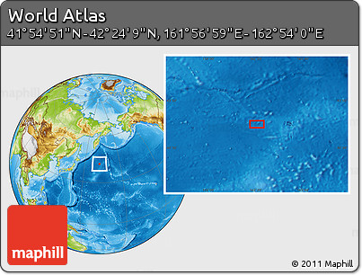 Physical Location Map of the Area around 42° 9' 30" N, 162° 25' 30" E