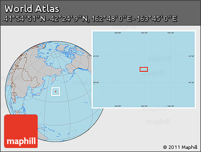 Gray Location Map of the Area around 42° 9' 30" N, 163° 16' 30" E