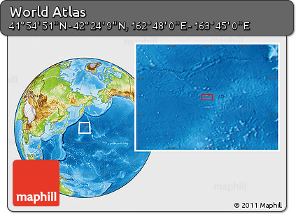 Physical Location Map of the Area around 42° 9' 30" N, 163° 16' 30" E