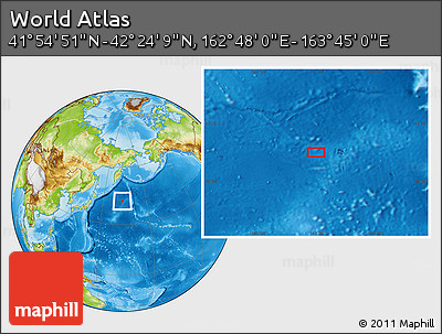 Physical Location Map of the Area around 42° 9' 30" N, 163° 16' 30" E